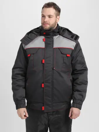 Куртка ФЛОФТ ПРЕМИУМ зимняя укороченная (т.серый/св.серый/красный) Куртка ФЛОФТ ПРЕМИУМ зимняя укороченная (т.серый/св.серый/красный)