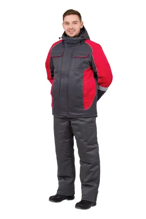 Куртка СТРАЙК зимняя (серый/красный)