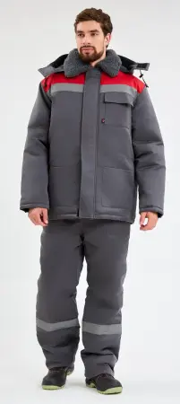 Костюм ТРУЖЕНИК-УЛЬТРА-2 СОП зимний с ПК (т.серый/красный)