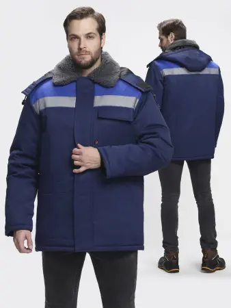 Куртка БРИГАДА NEW Смесовая зимняя (т.синий/васильковый)