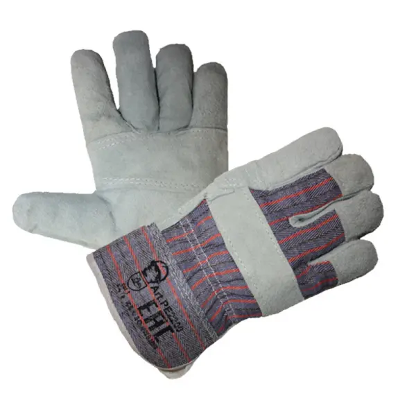 Перчатки РОСМАРКА 2200 спилковые комбинированные (серый/синий/красный)