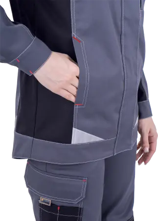 Куртка ТУРБО SAFETY женская (серый/чёрный/красный)