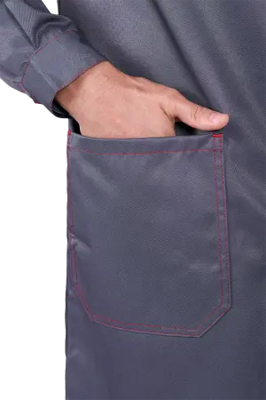 Халат КМ-10 ЛЮКС (серый/красный)