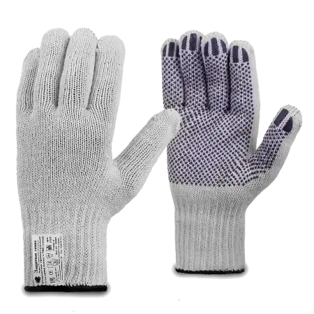 Перчатки ЛЮКС рабочие трикотажные с ПВХ 6-нитей 7.5 класс (белый)
