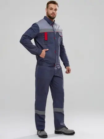 Костюм ФЛОФТ-1 СОП с БР (т.серый/св.серый/красный)