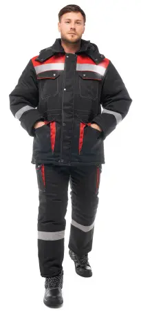 Костюм АНТЕЙ зимний с ПК (черный/красный)