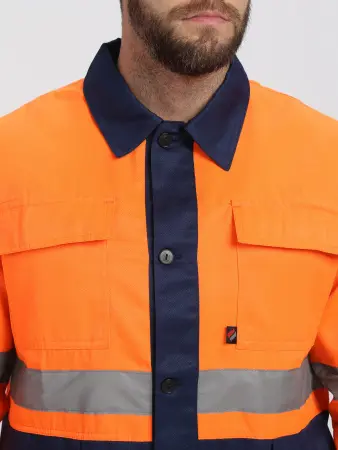 Костюм ДОРОЖНИК комбинированный с ПК (оранжевый/т.синий)