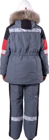 Куртка ХАЙ-ТЕК SAFETY зимняя женская (серый/чёрный/красный)