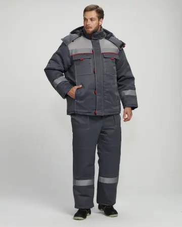 Костюм ФАВОРИТ-2 NEW зимний с ПК (т.серый/св.серый)