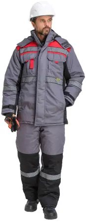 Костюм RONTA KS581 зимний с СОП (т.серый/красный/черный)