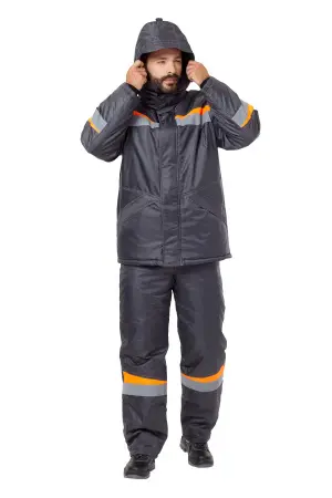 Костюм КОМФОРТ зимний с ПК (т.серый/оранжевый)