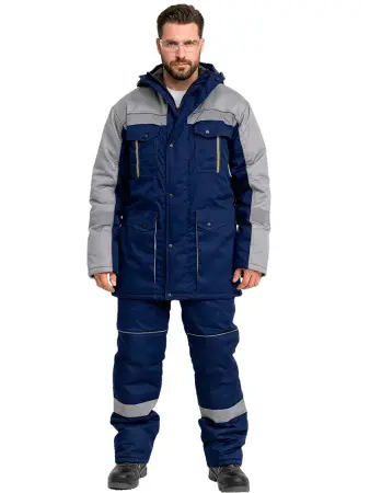 Костюм RONTA KS580 зимний с ПК (т.синий/св.серый)