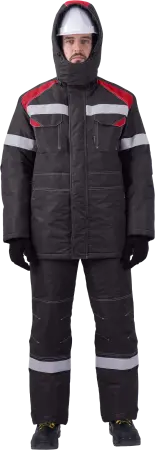 Костюм СТАРАТЕЛЬ зимний с БР (серый/красный)