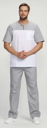 Костюм СТОМАТОЛОГ (серый/белый) мужские медицинские
