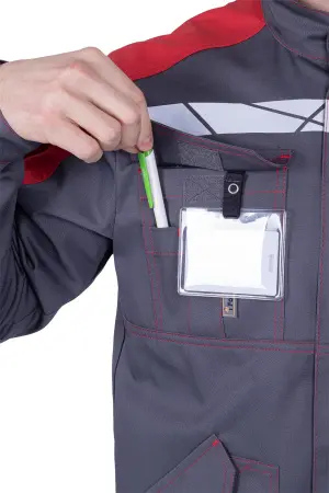 Куртка ХАЙ-ТЕК SAFETY (серый/чёрный/красный)