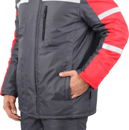 Костюм РОУД зимний с ПК (т.серый/красный)