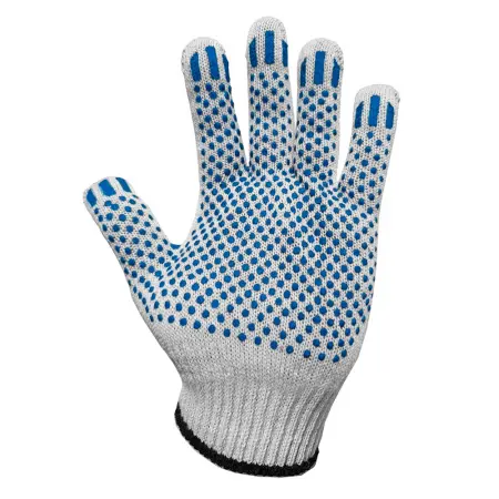 Перчатки СТАНДАРТ рабочие Х/Б c ПВХ и машинным оверлоком (белый)