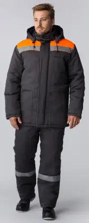 Куртка ЭКСПЕРТНЫЙ-ЛЮКС NEW зимняя (т.серый/оранжевый)