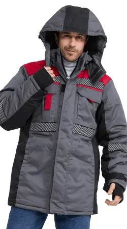 Куртка RONTA KR585 зимняя с СОП (т.серый/красный/черный)