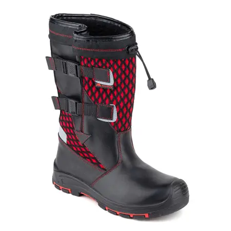 Сапоги ЛИДЕР 762-1РНМ-1 ПУ/Нитрил шерст.мех с КП (красный/черный)