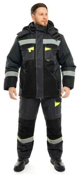 Костюм ОРЕГОН-МЕМБРАНА зимний с БР (т. серый/черный/лимонный)
