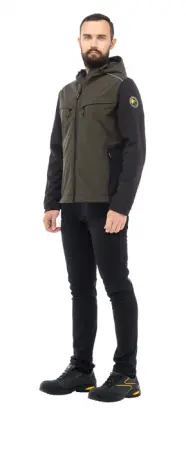 Куртка ТАЙМ софтшелл с капюшоном (хаки/черный)