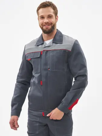 Костюм ФАВОРИТ-2 IMP усиленный с ПК (т.серый/серый/красный)