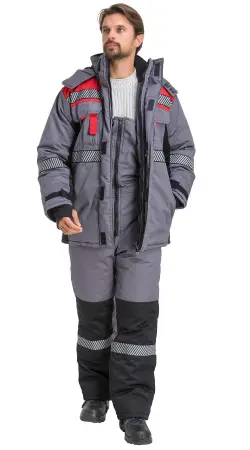 Куртка RONTA KR581 зимняя с СОП (т.серый/красный/черный)