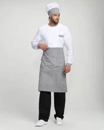 Костюм повара ШЕФ-2 (белый/черный/принт-клетка)