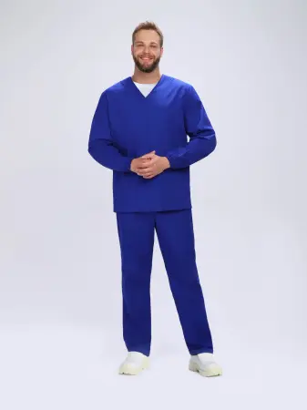 Костюм ХАССП-БАЗА с БР (васильковый) мужские медицинские