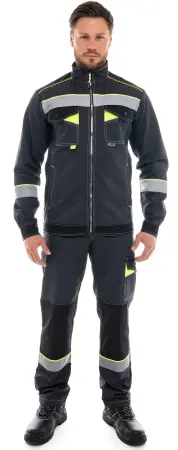 Костюм КОРВЕТ КОТТОН КБ1 с БР (т.серый/черный/лимон)