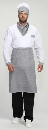 Костюм повара ШЕФ-2 (белый/черный/принт-клетка)