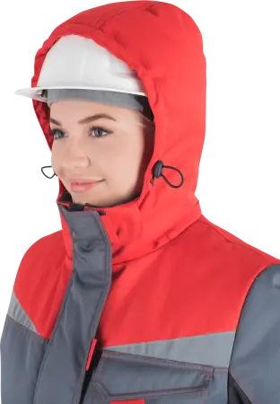 Костюм КМ-10 ЛЮКС жен. зимний c БР (серый/красный)