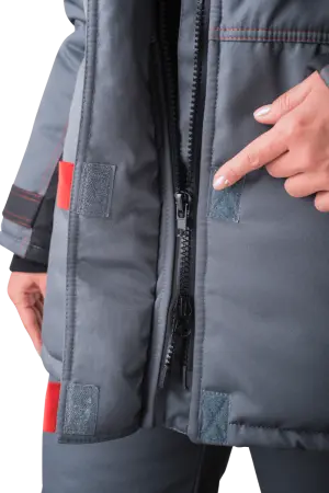 Костюм КМ-10 ЛЮКС жен. зимний c БР (серый/красный)