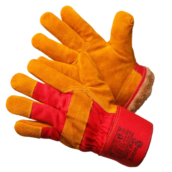 Перчатки URAL ZIMA из спилка утеплитель мех-мутон (оранжевый)