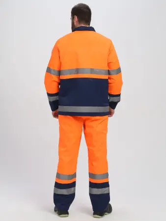 Костюм ДОРОЖНИК комбинированный с ПК (оранжевый/т.синий)