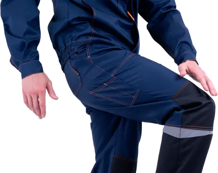 Костюм КМ-10 ЛЮКС с ПК (т.синий/оранжевый)