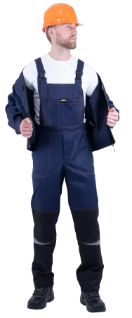 Костюм КМ-10 ЛЮКС с ПК (т.синий/оранжевый)