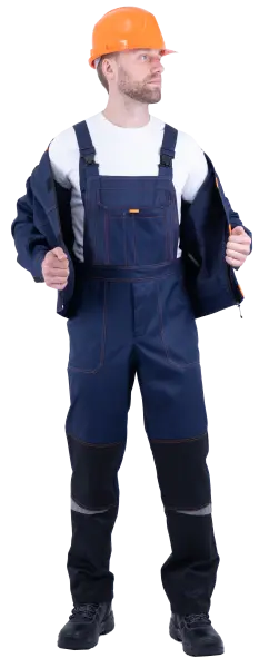 Костюм КМ-10 ЛЮКС с ПК (т.синий/оранжевый)