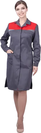 Халат КМ-10 ЛЮКС женский (серый/красный)