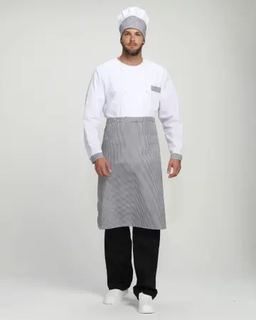 Костюм повара ШЕФ-2 (белый/черный/принт-клетка)