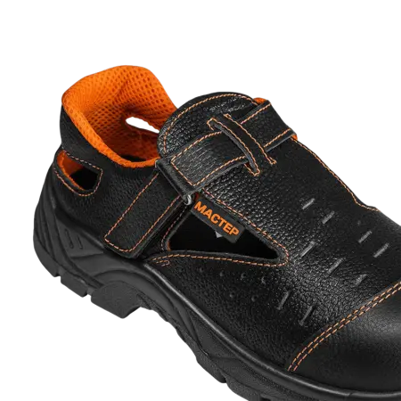 Полуботинки МАСТЕР ПУ кожаные с перфорацией с МП (черный/оранжевый)