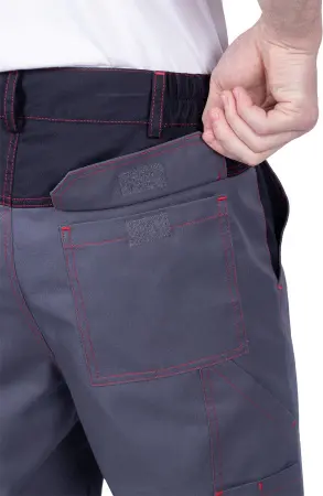 Брюки ХАЙ-ТЕК SAFETY (серый/чёрный/красный)