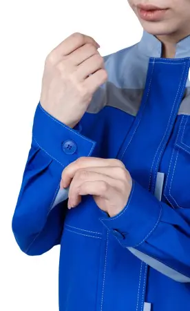 Костюм РАЦИОНАЛИЗАТОР женский с БР (василёк/серый)