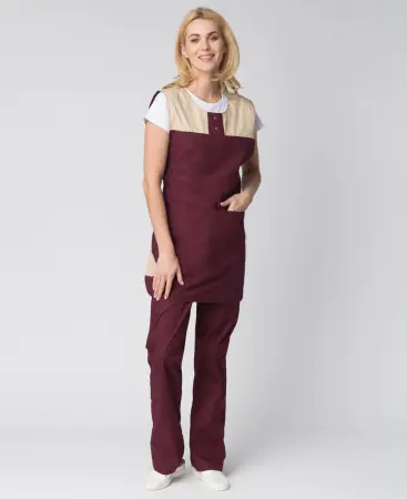 Фартук-сарафан, бордовый/бежевый