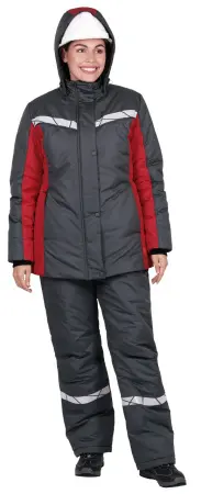Куртка ВИРАЖ НЕО женская зимняя (т.серый/красный)
