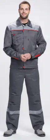 Костюм ФАВОРИТ-2 СОП IMP усиленный с ПК (т.серый/серый/красный)