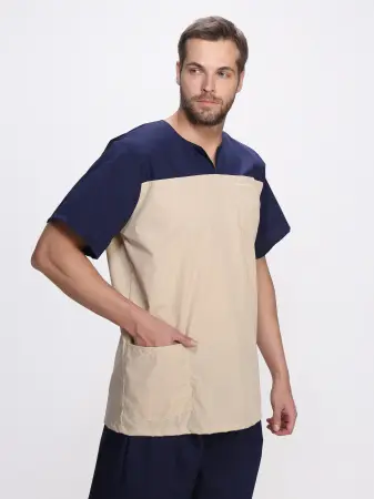 Костюм СТОМАТОЛОГ (т.синий/бежевый) мужские медицинские