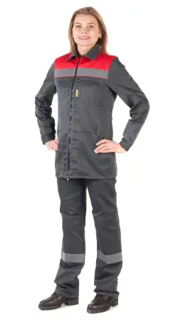Костюм RONTA KS815 женский с БР (т.серый/красный)