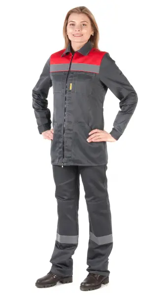 Костюм RONTA KS815 женский с БР (т.серый/красный)